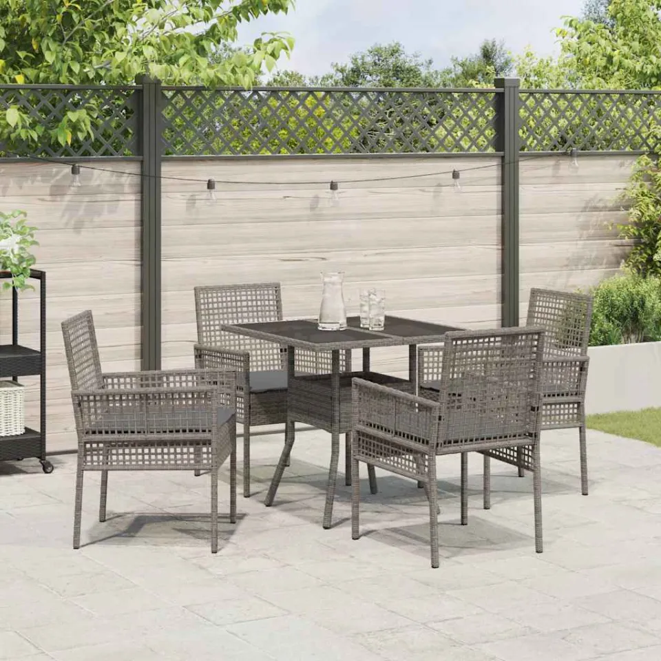 vidaXL Tuin eettafelset 5 st Grijs poly rattan, foto 3
