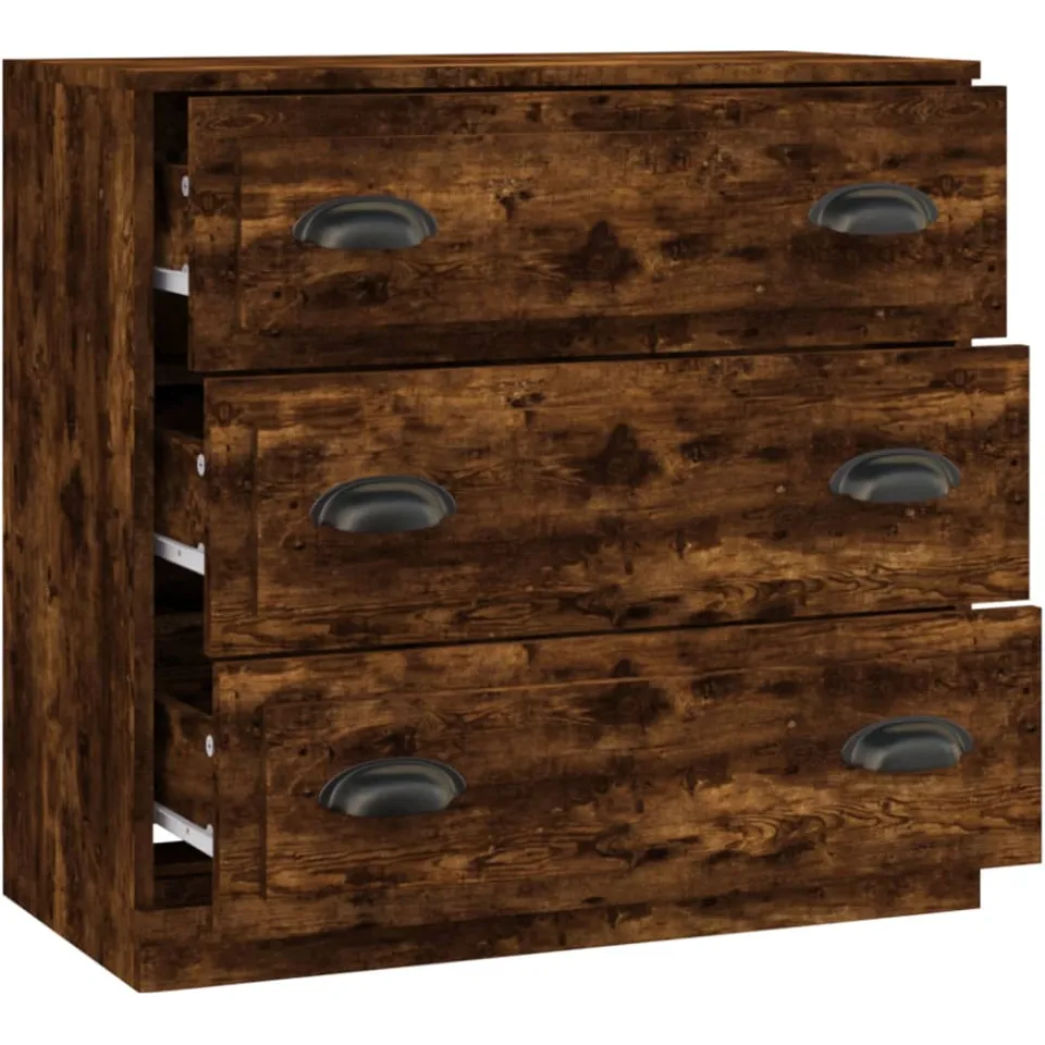 vidaXL Dressoir 70x35,5x67,5 cm bewerkt hout gerookt eikenkleurig, foto 4