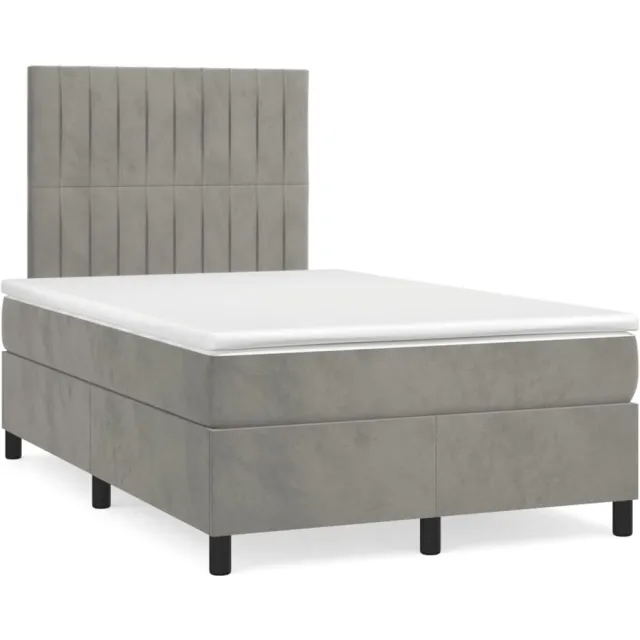 vidaXL Boxspring met matras fluweel lichtgrijs 120x190 cm grijs