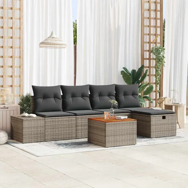 vidaXL Tuinbankenset 6 st Grijs poly rattan