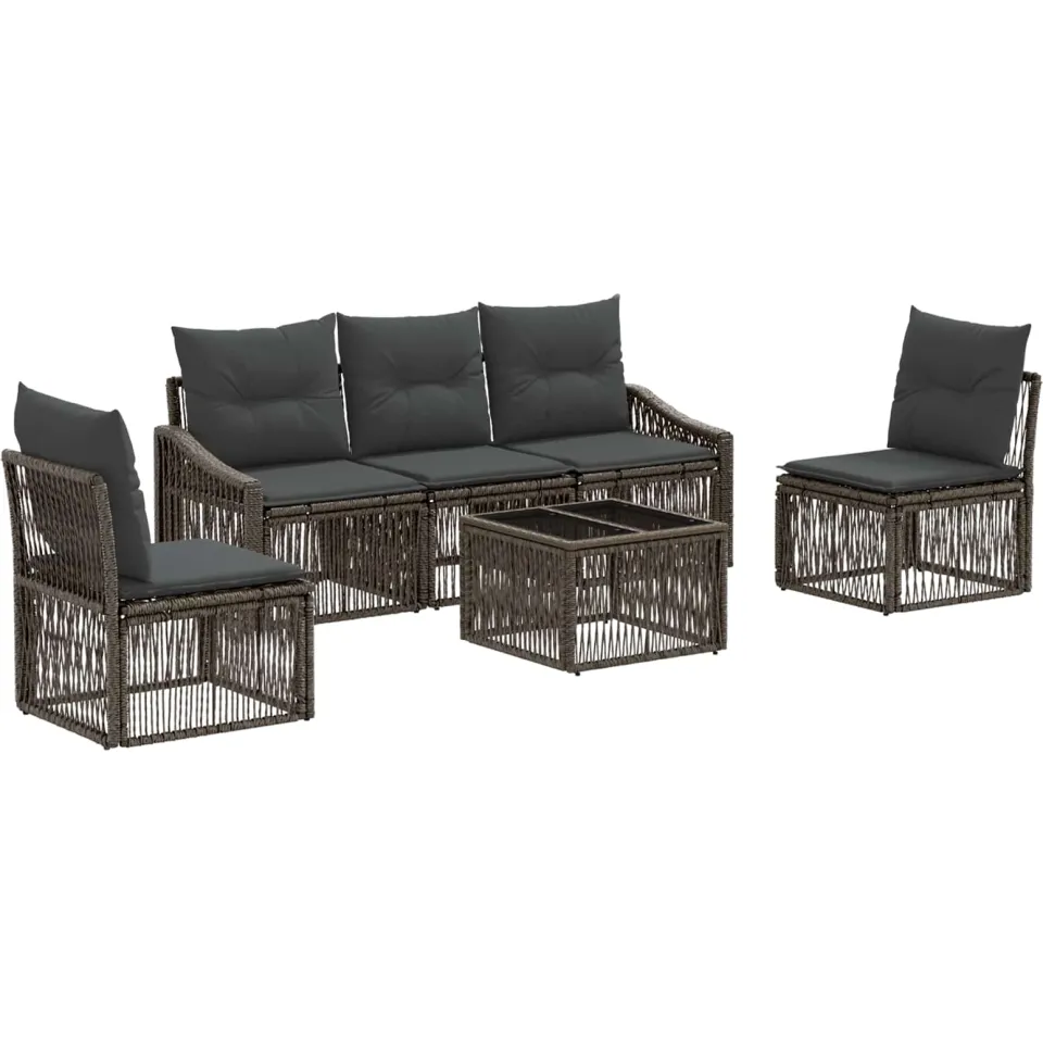 vidaXL Tuinbankenset 6 st Grijs poly rattan, foto 3