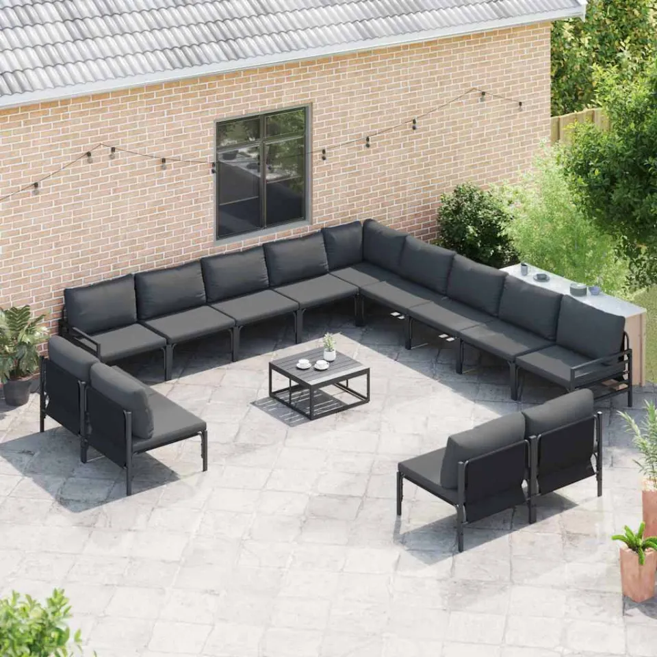 vidaXL Tuinbankenset 13 st Zwart Staal, foto 3