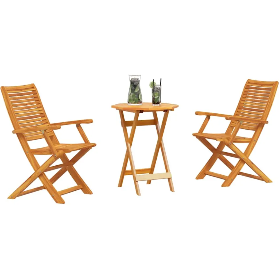 vidaXL Vouw Bistro Set 3 st Bruin Massief Acaciahout