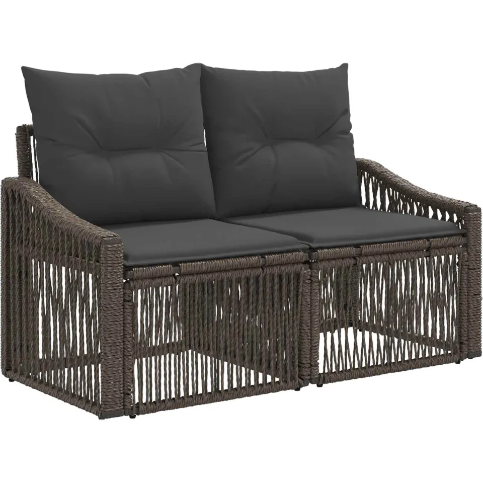 vidaXL Tuinbankenset 10 st 10-zits Grijs poly rattan
