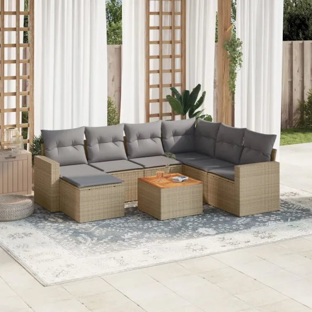 vidaXL Patio Sofa Set 8-zits Beige mix en grijs, foto 2
