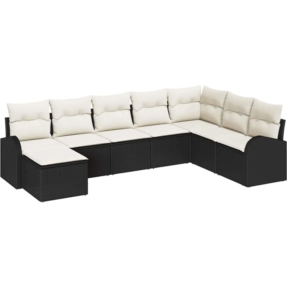 vidaXL Tuin Sofa Set 8 st Zwart [Synthetisch]: Poly Rattan