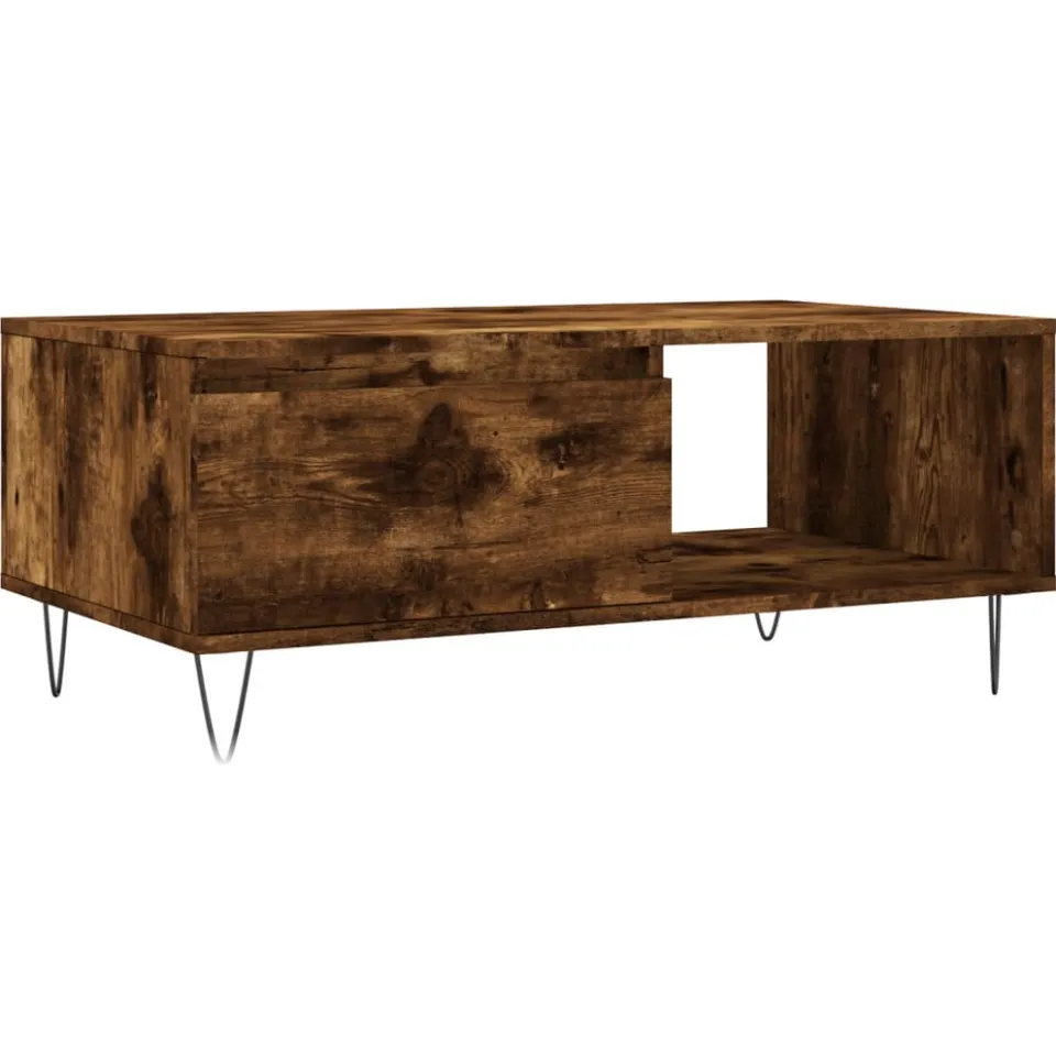 vidaXL Salontafel 90x50x36,5 cm bewerkt hout gerookt eikenkleurig