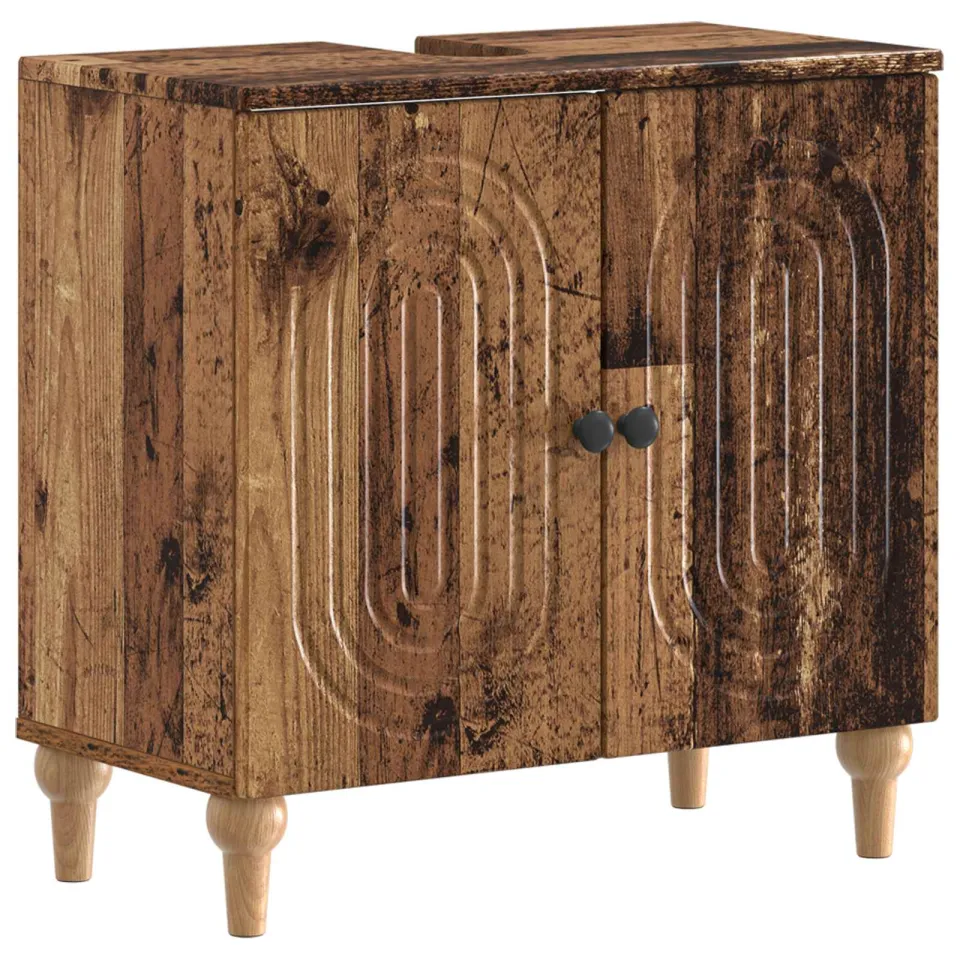 vidaXL Badkamer wastafelkast ALKMAAR Oud hout 59,5 x 31,5 x 59 cm bruin, foto 3
