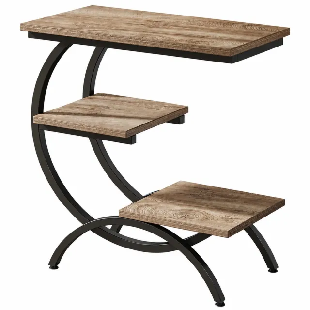 C. , R. E. CORE Consoletafel - C-vormige entreetafel - Haltafel - Gangtafel - Bijzettafel - 3 Planken - Industrieel design - 60x30x65cm Chocolade