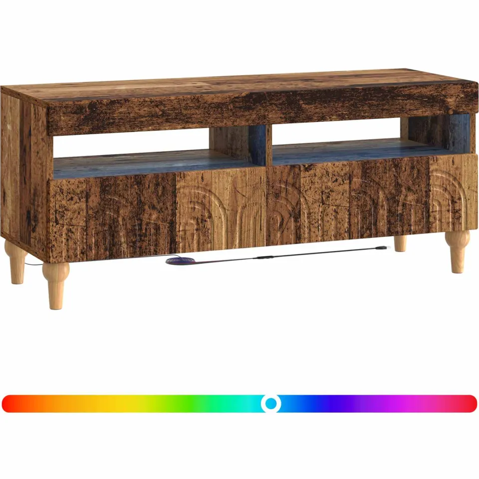 vidaXL LED tv-meubel ALKMAAR 100 x 35 x 43 cm Oud hout Bewerkt hout Bruin