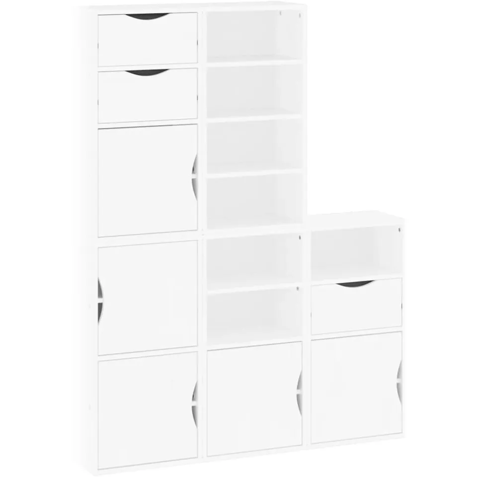 vidaXL Bijzetkasten 5 st ODDA 40x24x79 cm massief grenenhout wit