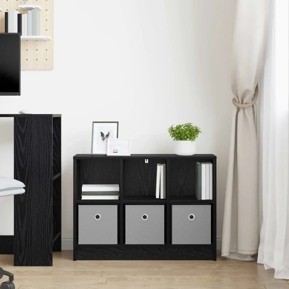 vidaXL Dressoir Zwart Eiken 73,5 x 22,5 x 53,5 cm, foto 4