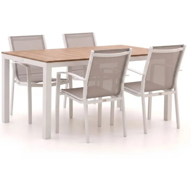 Forza Furniture Forza Altea/Fidenza 160cm dining tuinset 5-delig stapelbaar wit, foto 2