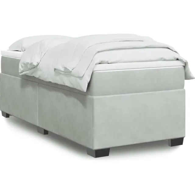 vidaXL Boxspring met matras fluweel lichtgrijs 100x200 cm grijs