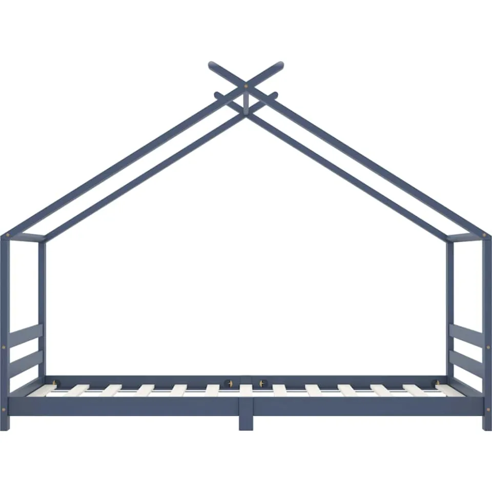 vidaXL Kinderbedframe massief grenenhout grijs 90x200 cm, foto 2