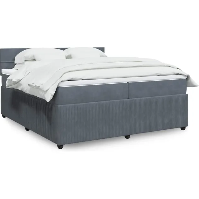 vidaXL Boxspring met matras fluweel donkergrijs 200x200 cm grijs