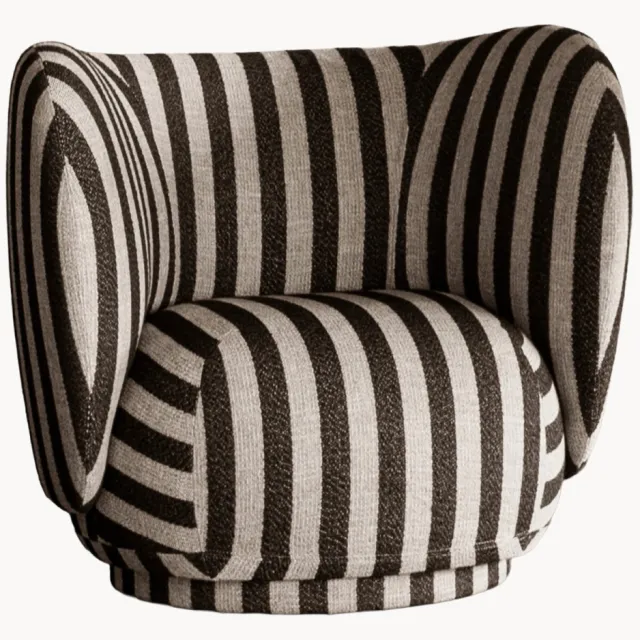Ferm Living Handgetufte loungefauteuil Rico Wit, Antraciet