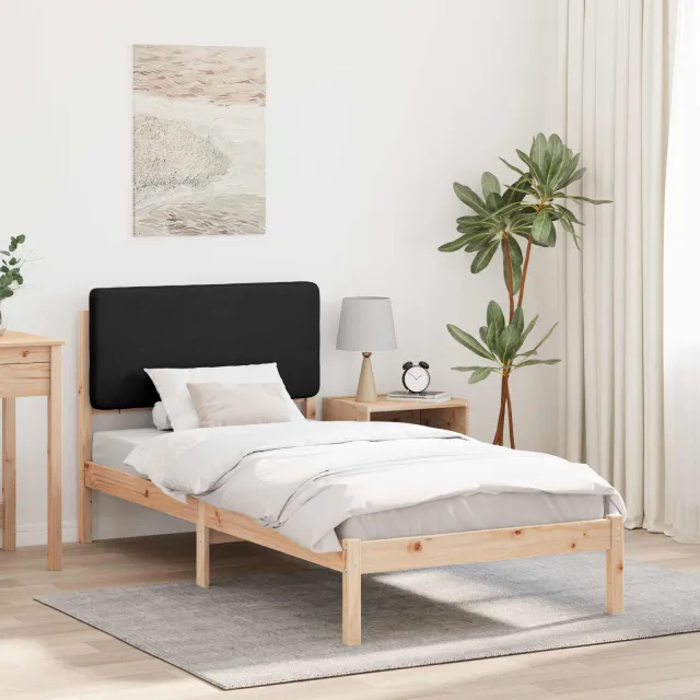 vidaXL Bedframe met Gevoerd Hoofdgedeelte Zwart 90 x 200 cm