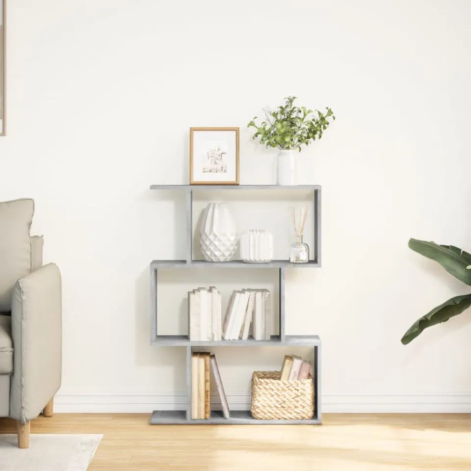 vidaXL Kamerscherm / boekenkast 3-laags 70x24x97 cm hout betongrijs grijs, foto 2