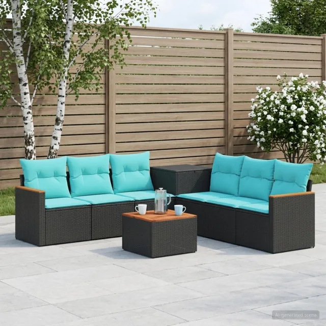 vidaXL Bankstel 8 st Zwart en Blauw 55 x 55 x 37 cm