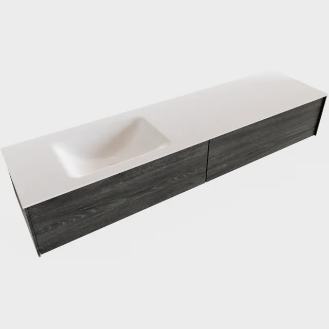 Boss & Wessing Badkamermeubel BWS Madrid Antraciet 180x45x30 cm Mat Witte Solid Surface Wastafel Links (2 lades, 0 kraangaten)
