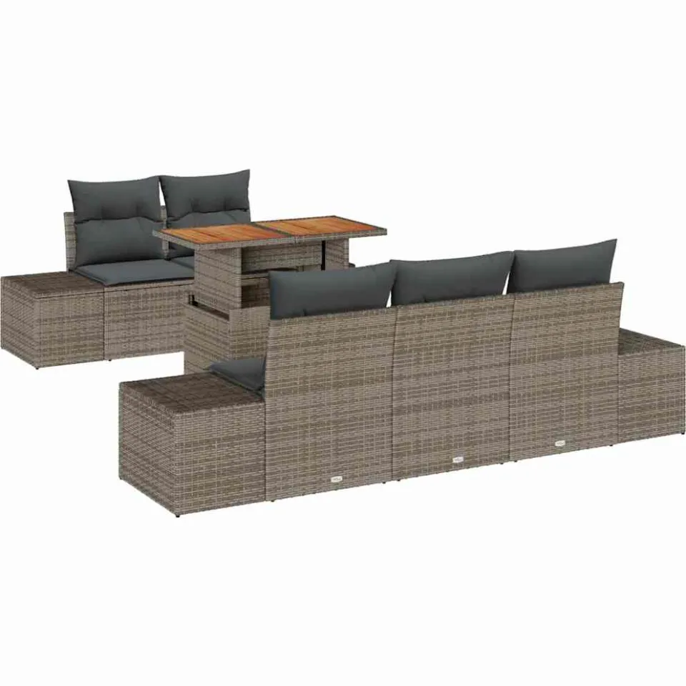 vidaXL Tuin Sofa Set 6 st Grijs Poly riet