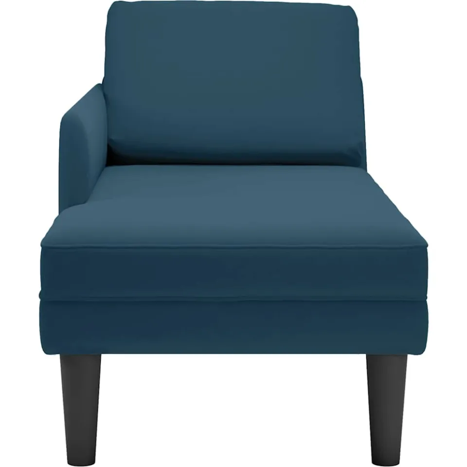 vidaXL Chaise longue met kussen en rechterarmleuning fluweel blauw