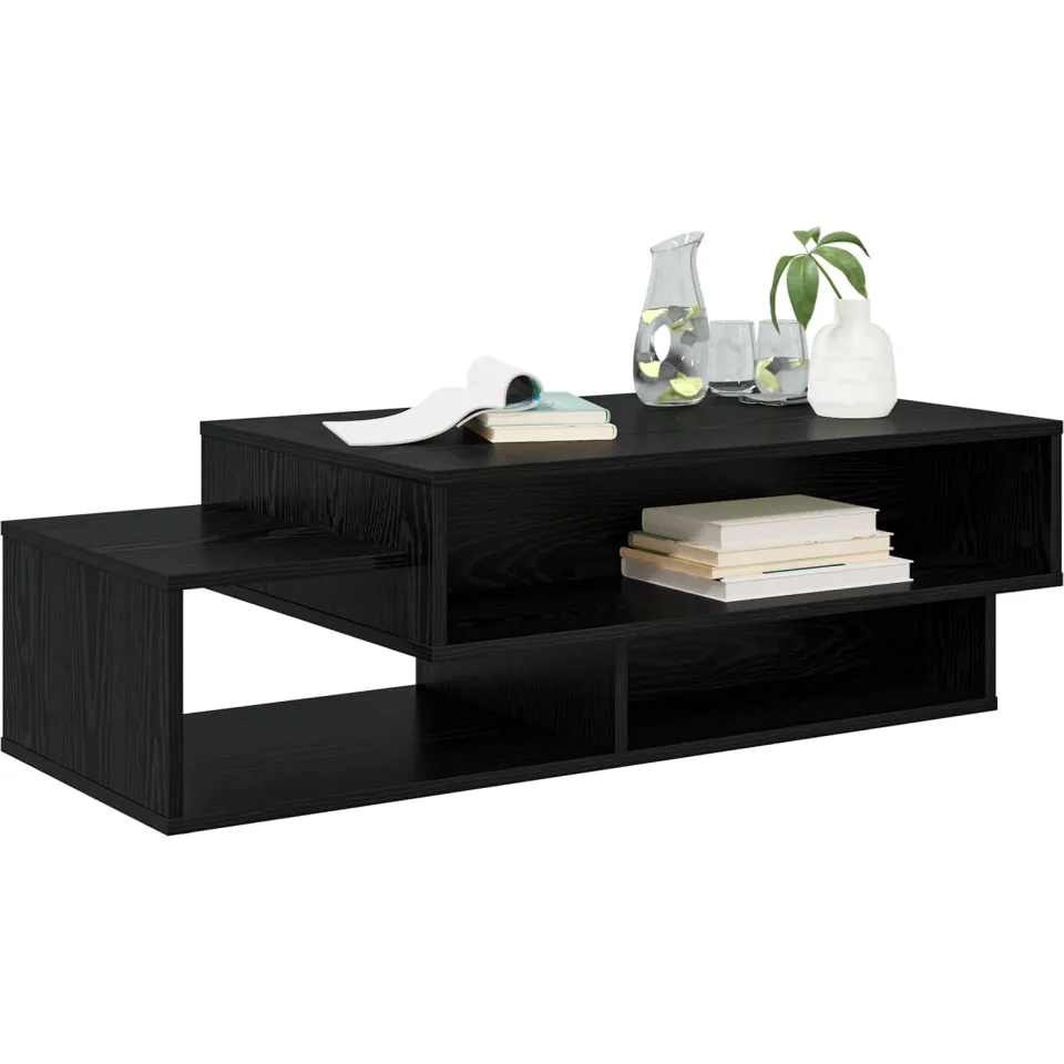 vidaXL Salontafel Zwart Eiken 105 x 50 x 32,5 cm Bewerkt hout