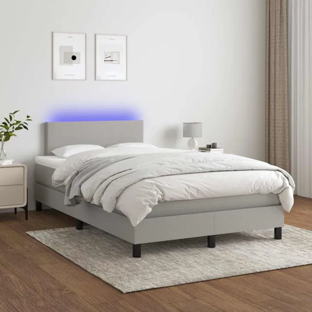 vidaXL Boxspring met matras en LED stof lichtgrijs 120x200 cm
