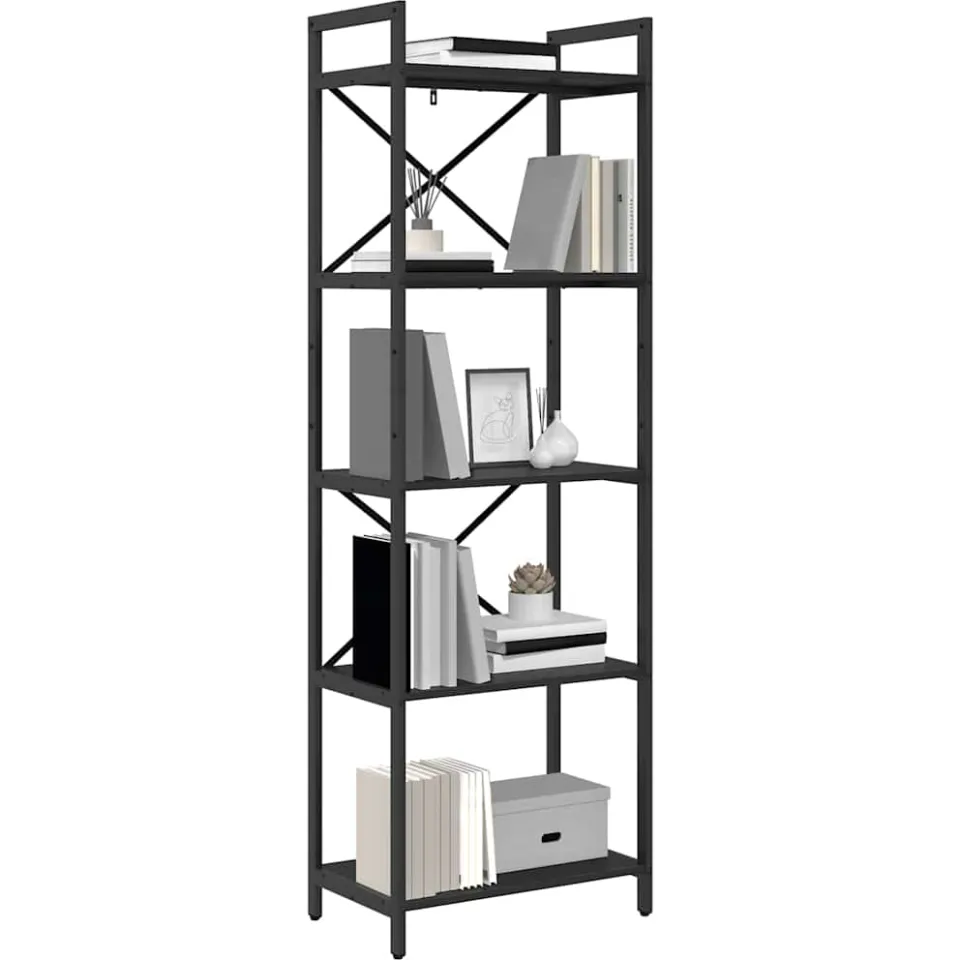 vidaXL Boekenkast 5-laags 56 x 34 x 171 cm Bewerkt hout Zwart Eiken