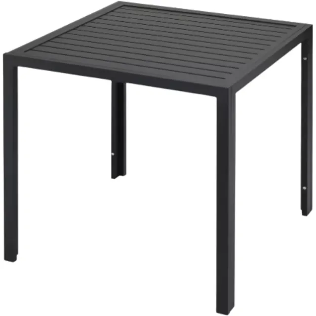 Happiq Tuintafel Fioren - Buitentafel - Eettafel buiten - Weerbestendige Terrastafel - Rechthoekige Aluminium Tafel - 75x75x73 cm - Voor Tuin en Achtertuin - Zwart