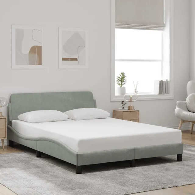 vidaXL Bedframe "Dover" 140x190 cm fluweel lichtgrijs