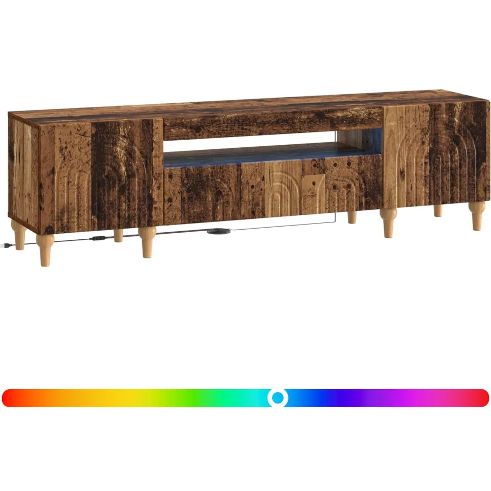 vidaXL LED tv-meubel ALKMAAR 153 x 35 x 43 cm Oud hout Bewerkt hout Bruin