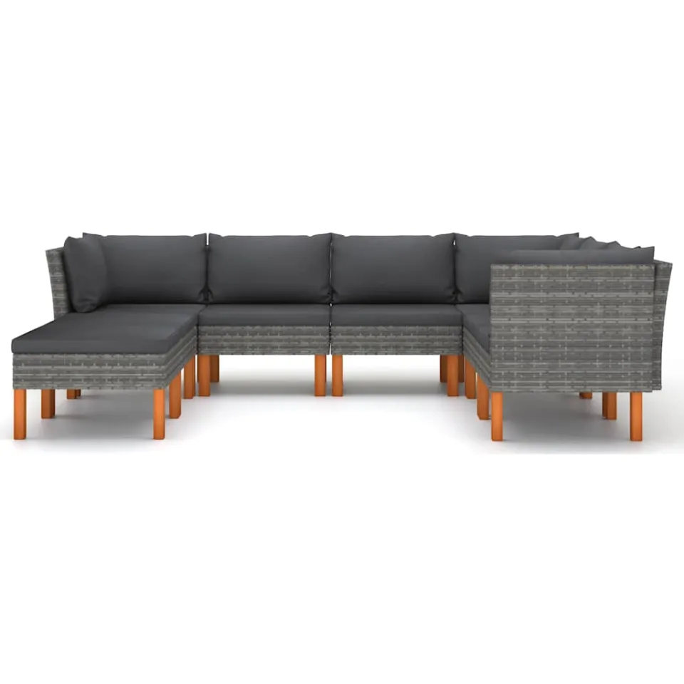 vidaXL 8-delige Loungeset met kussens poly rattan grijs, foto 3