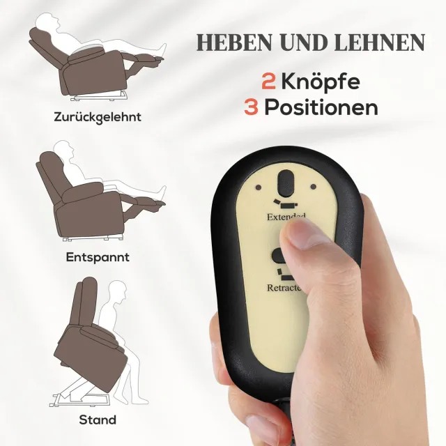 HAUSS SPOLE Relaxfauteuil Met Opsta Functie, Elektrisch Verstelbaar, Massagefunctie En Warmte, Voor Woonkamer En Ontspanning, Stof Bruin Brown