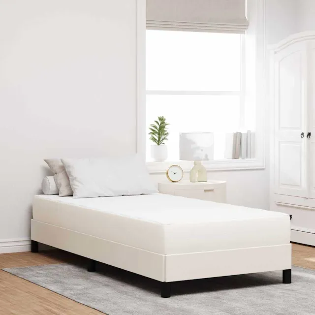 vidaXL Bedmatras met matras Crème 90 x 200 cm Stof
