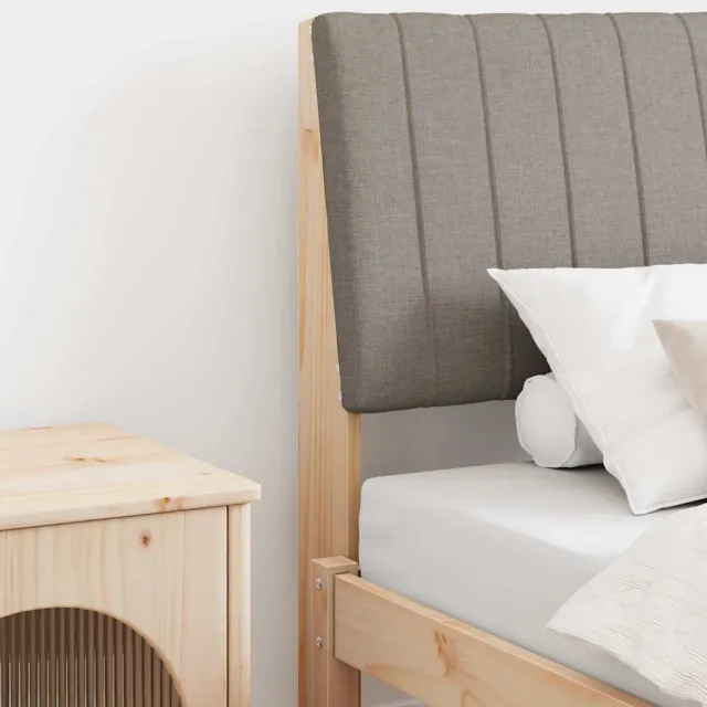 vidaXL Gestoffeerd hoofdbord Taupe 90 cm Massief grenenhout Bruin