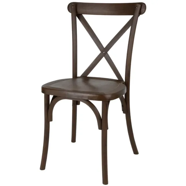 Bolero Manhattan Cross-Back Harsstoelen Donker Hout Effect (Set Van 4) Bruin