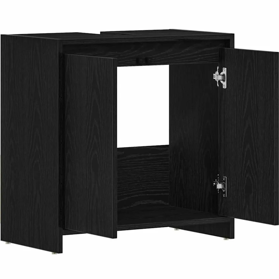 vidaXL Badkamerkast 60x33x60 cm spaanplaat zwart eikenkleurig, foto 4