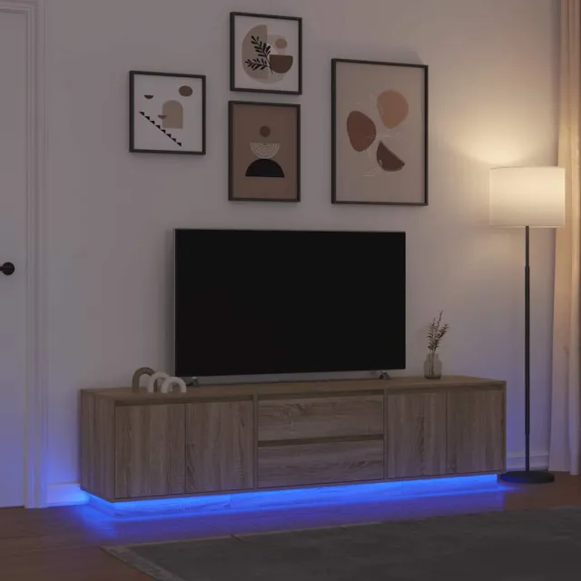 vidaXL Tv-meubel met LED-verlichting 193,5x41x50cm sonoma eikenkleurig Bruin