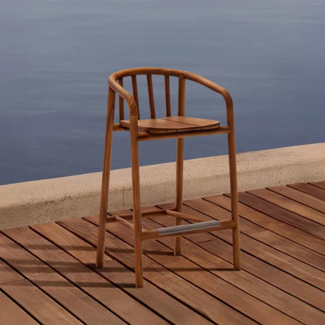 Kave Home Turqueta barkruk teakhout teak, foto 2