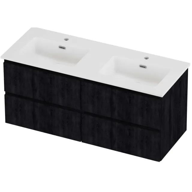 Proline Tribute Badmeubelset Porselein Elegant 4 Laden 120x46x54 cm Mat White Charcoal Oak Eiken