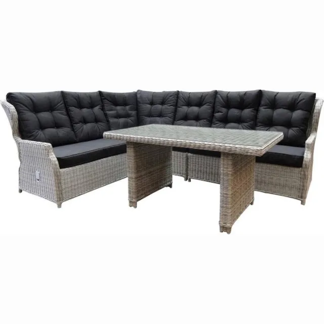 AVH-Collectie Ibiza hoek dining loungeset 5-delig verstelbaar wit grijs