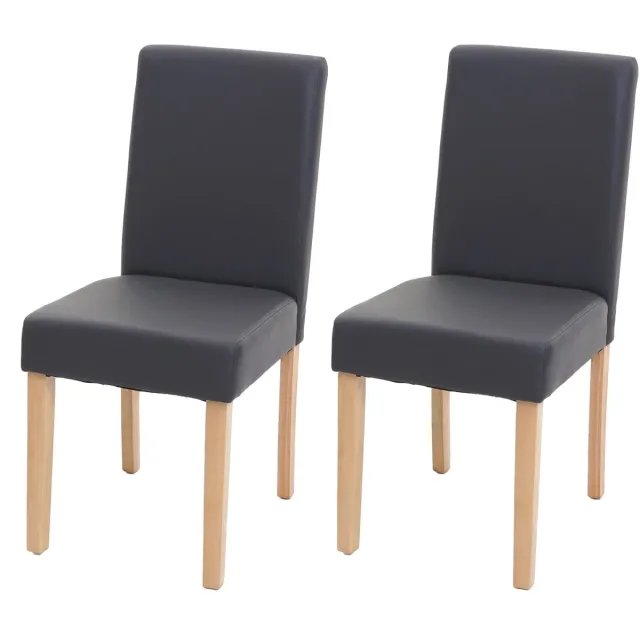 Cosmo Casa Set van 2 eetkamerstoelen Keukenstoel Littau ~ kunstleer, grijs mat, lichte poten