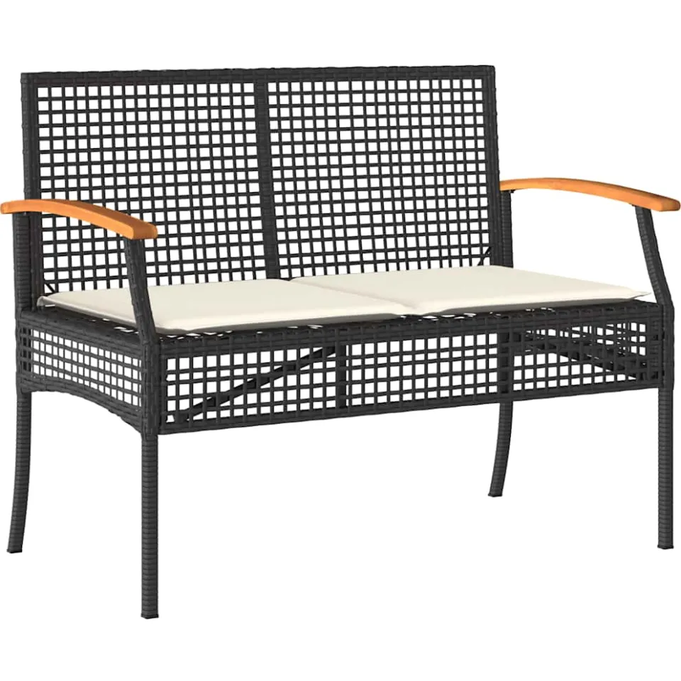 vidaXL 4-delige Loungeset met kussens poly rattan zwart, foto 3