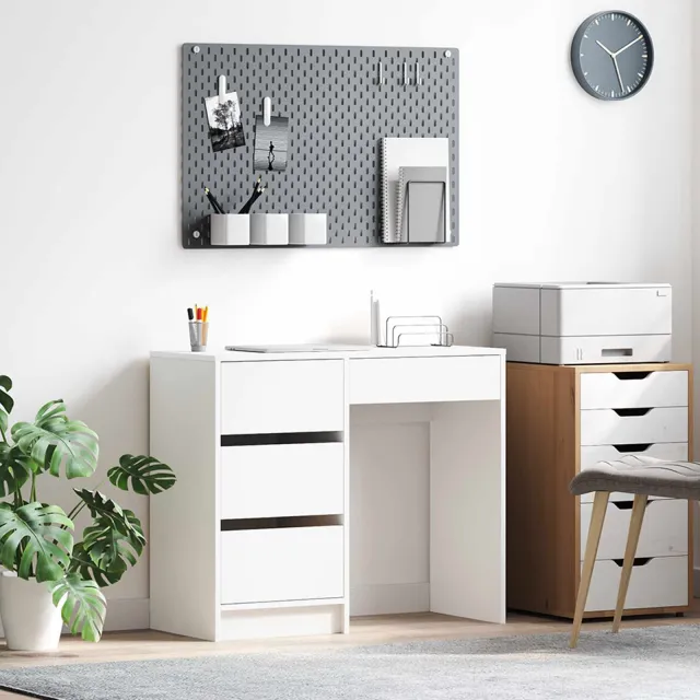 vidaXL Bureau Wit 90 x 37,5 x 75 cm Bewerkt hout, foto 2