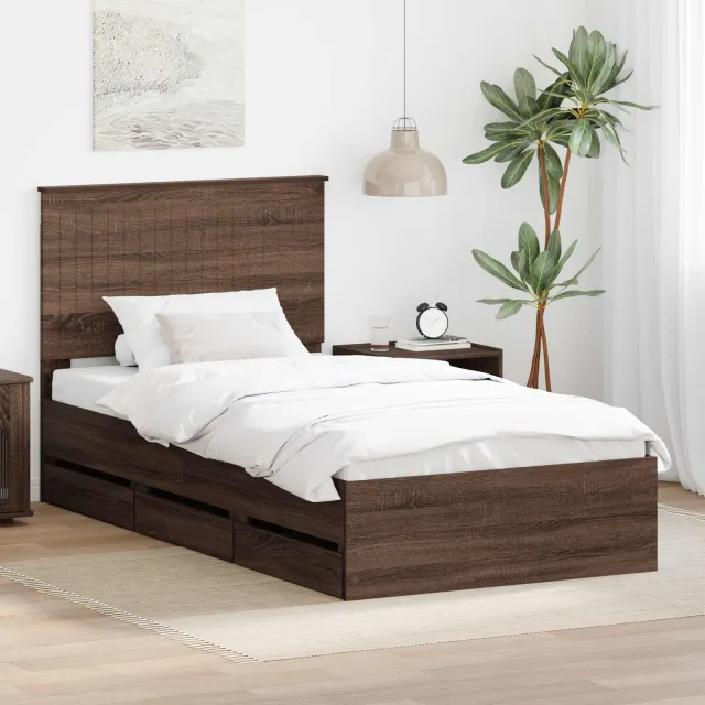 vidaXL Bedframe met lade Bruin Eiken 100 x 200 cm Ingenieurshout