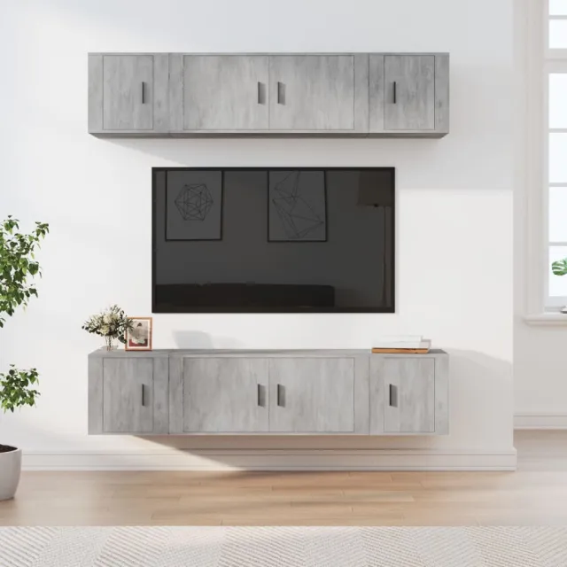 vidaXL 6-delige Tv-meubelset bewerkt hout betongrijs grijs, foto 2