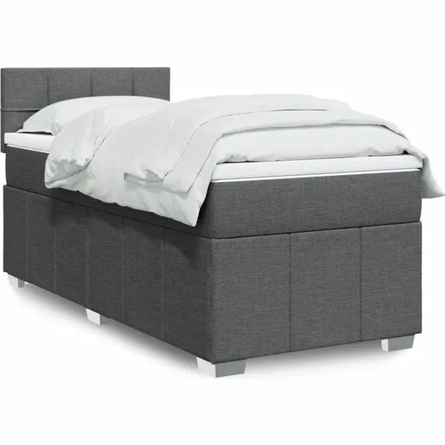 vidaXL Boxspring met matras stof donkergrijs 100x200 cm grijs