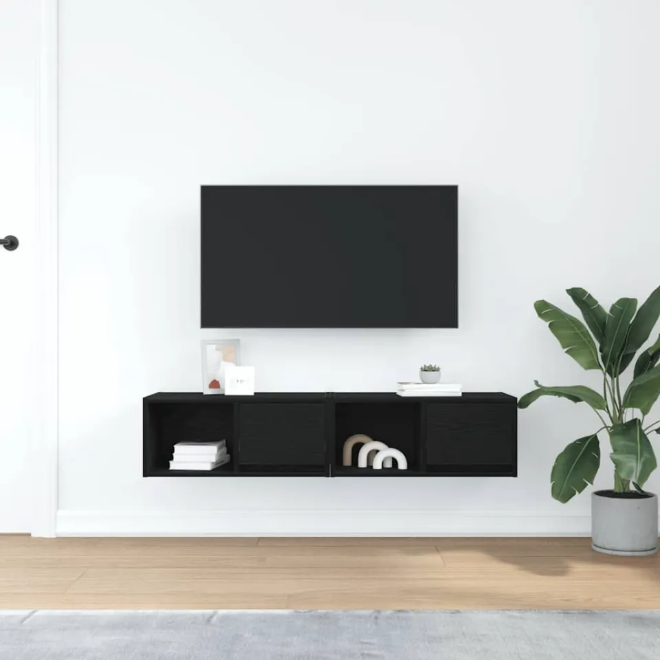 vidaXL Tv-kasten 60x31x25,5 cm spaanplaat zwart eikenkleurig, foto 3